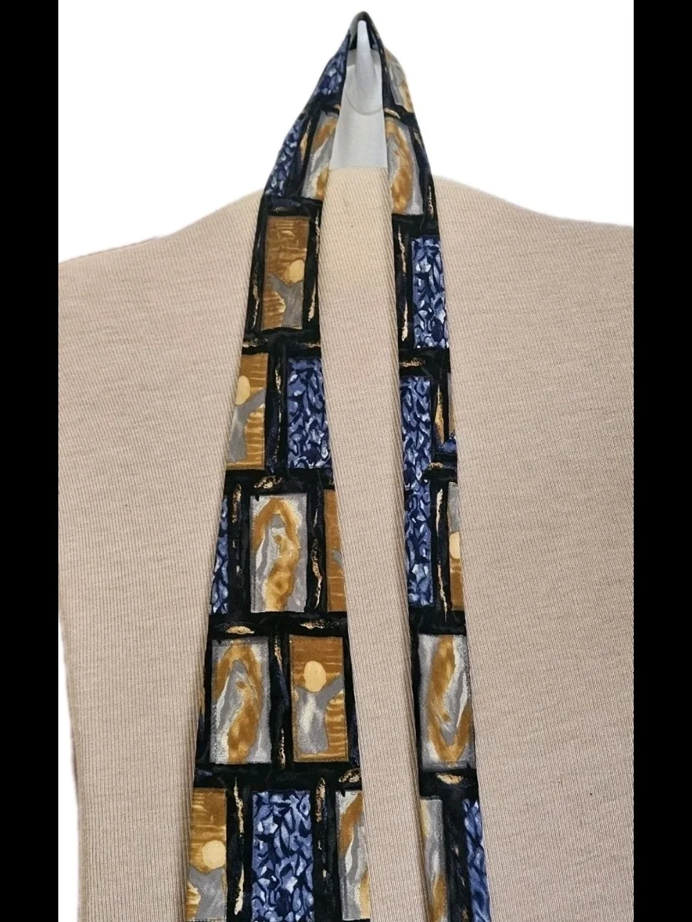 VTG J. Garcia Silk Tie Landscape With Eye Collection Ten Jerry Garcia Blue Gold